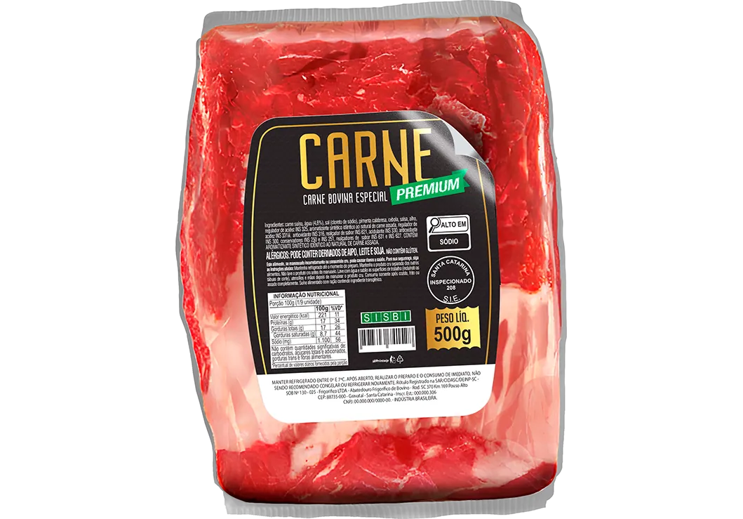 Embalagem de carne — rótulo adesivo