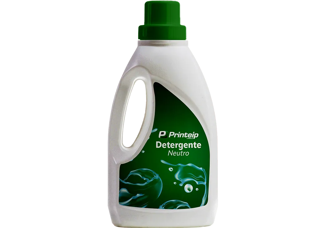Frasco de detergente — rótulo adesivo
