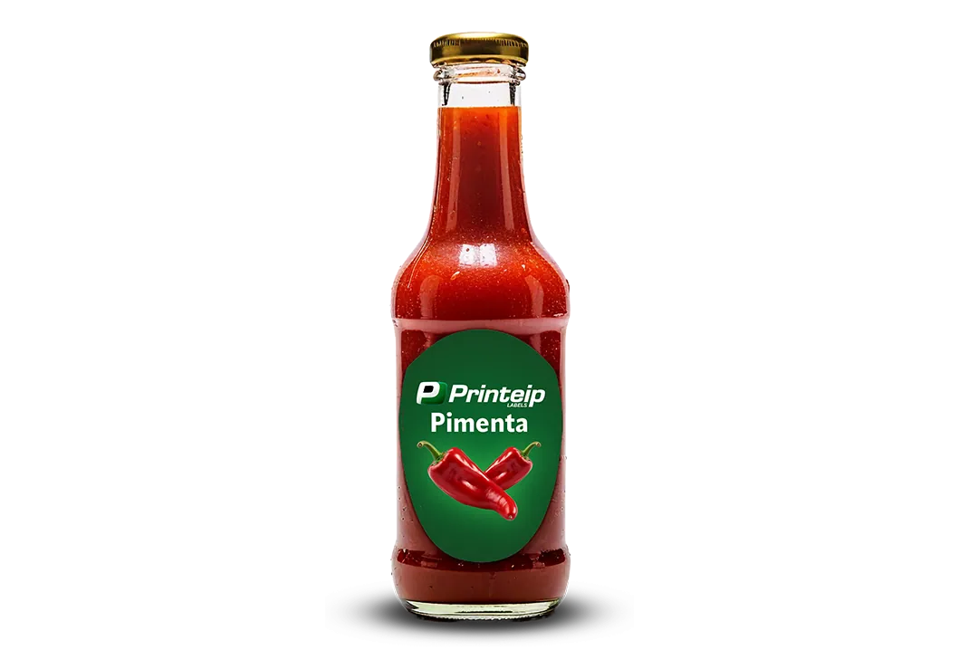 Garrafa de molho de pimenta — rótulo adesivo